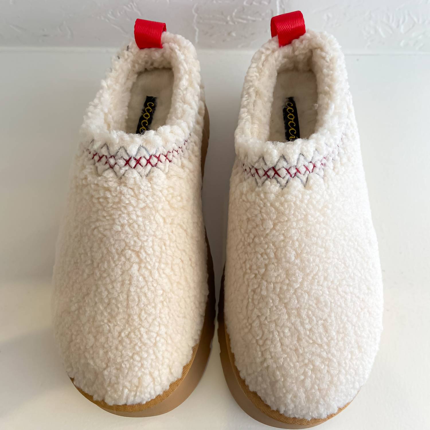 CCOCCI Women's Isaac Sherpa Platform Slipper in white - women's shoe - detail view