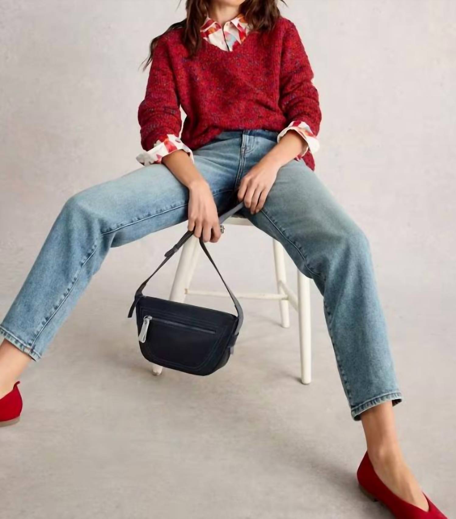 White Stuff - Textured V Neck Sweater
