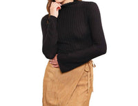 Mustard Seed High Neck Knit Sweater in black - women's sweater
