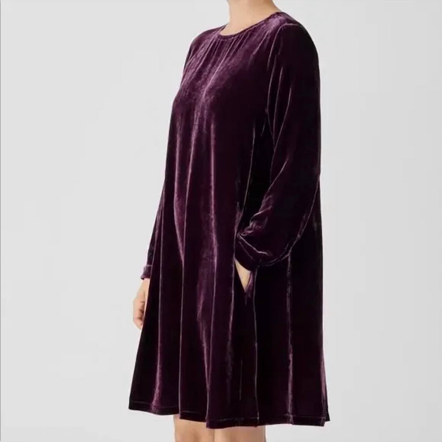 Eileen Fisher - Velvet Crew Neck Dress