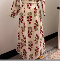 Umgee - Floral Button-front Maxi Shirt Dress With Waist Tie