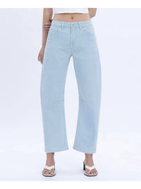 Vervet By Flying Monkey - Super High Rise Striped Barrel Leg Jeans