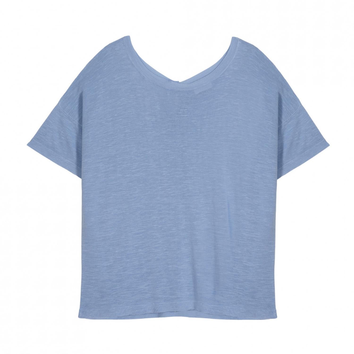 Maison Montagut - FLAMED LINEN BUTTON BACK T-SHIRT