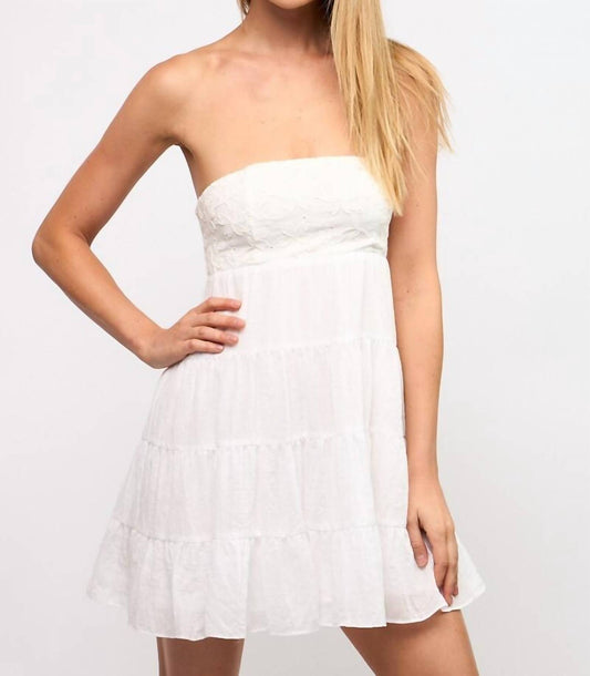 Sky To Moon - Strapless Eyelet Top Tiered Dress