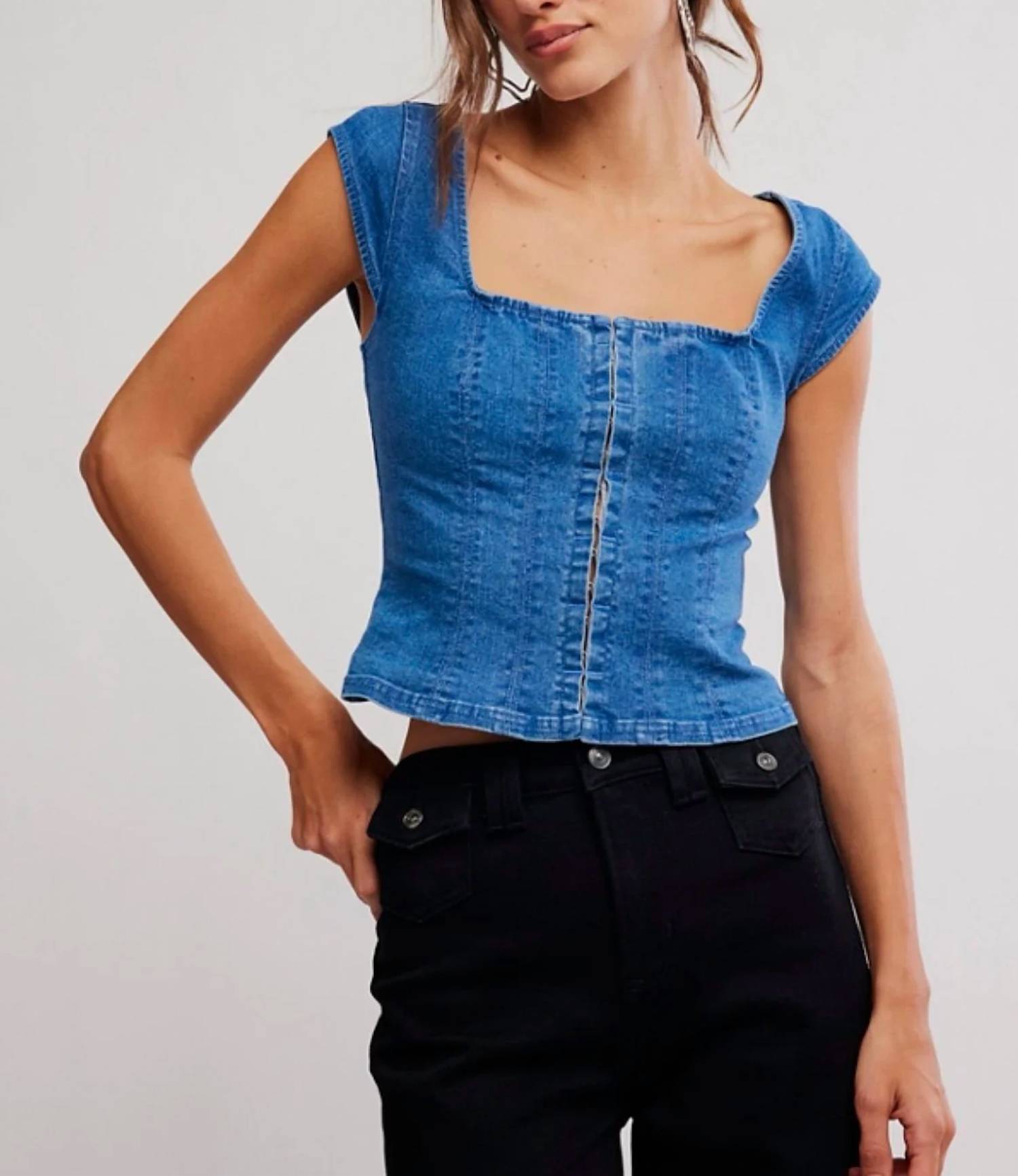 Free People - Marilyn Denim Corset Top