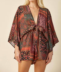 Wisteria Lane - Batwing Tie- Front Romper