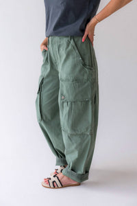 Free People Brentwood Slouch Pants in aged green - women's pants - detail view