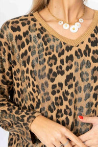 Look Mode Usa - Animal Print Glitter Sweater