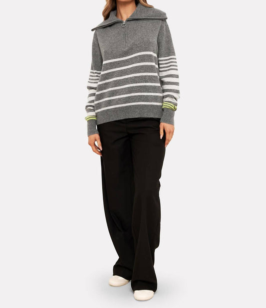 Brodie Cashmere - Sabrina Stripe Zip Polo