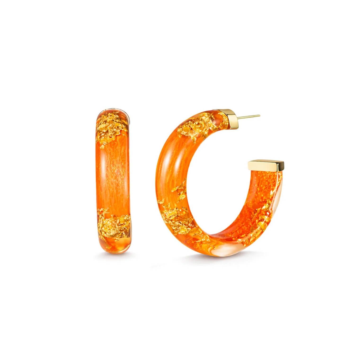 Gold & Honey - Women's Small Lucite Hoop Earrings
