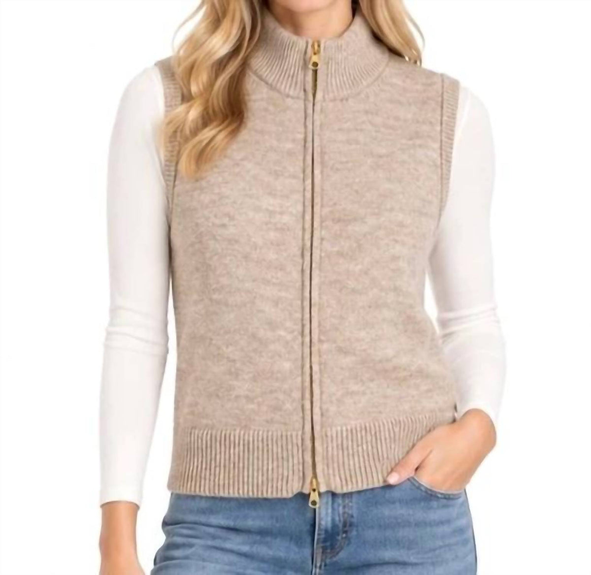 Elan - Britt Sleeveless Zip Sweater Vest