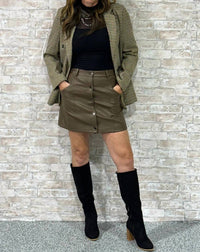 Bluivy - Leather Button-front Mini Skirt