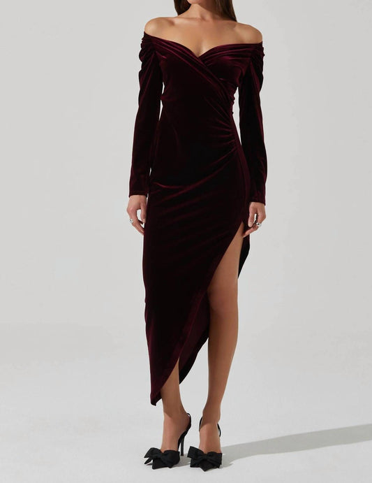 Astr - Sirica Velvet Off Shoulder Midi Dress