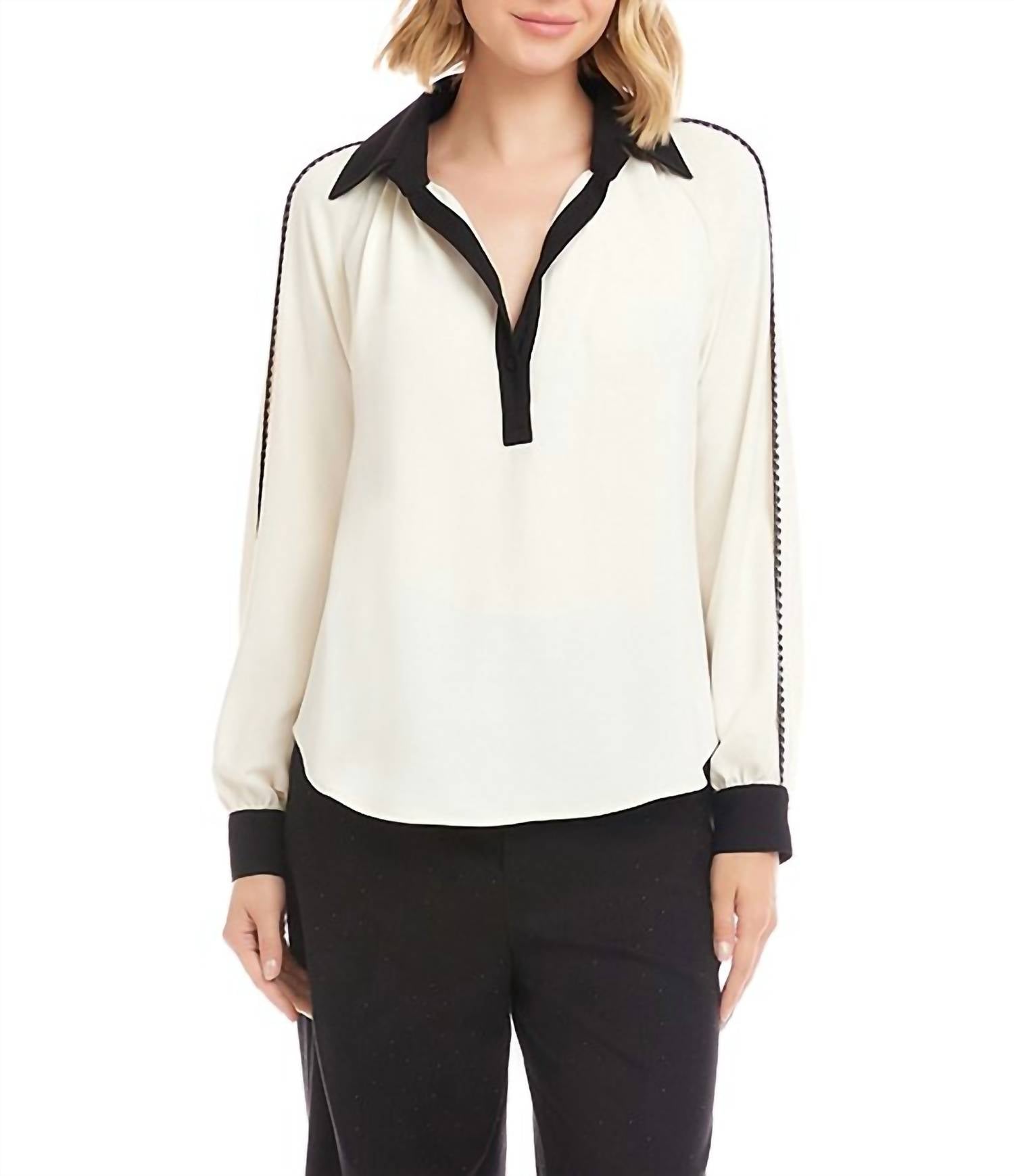 Karen Kane - Colorbock Edge Stitch Top