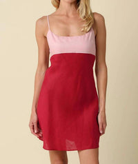 Olivaceous - Noir Contrast Linen Mini Dress