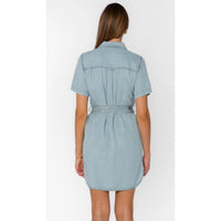 Velvet Heart Aprille Glendora Mini Dress in faded blue - women's dress - detail view