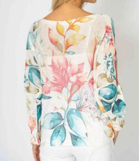 Look Mode Usa - Italian-made Floral Batwing Sweater