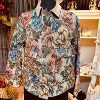 TRU LUXE Tapestry Jacket in floral multi - women's jacket - alternate view