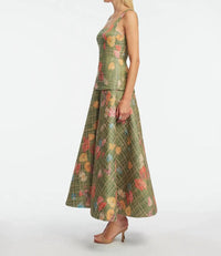 Lela Rose - FLORAL RAFFIA SQUARE NECK DRESS