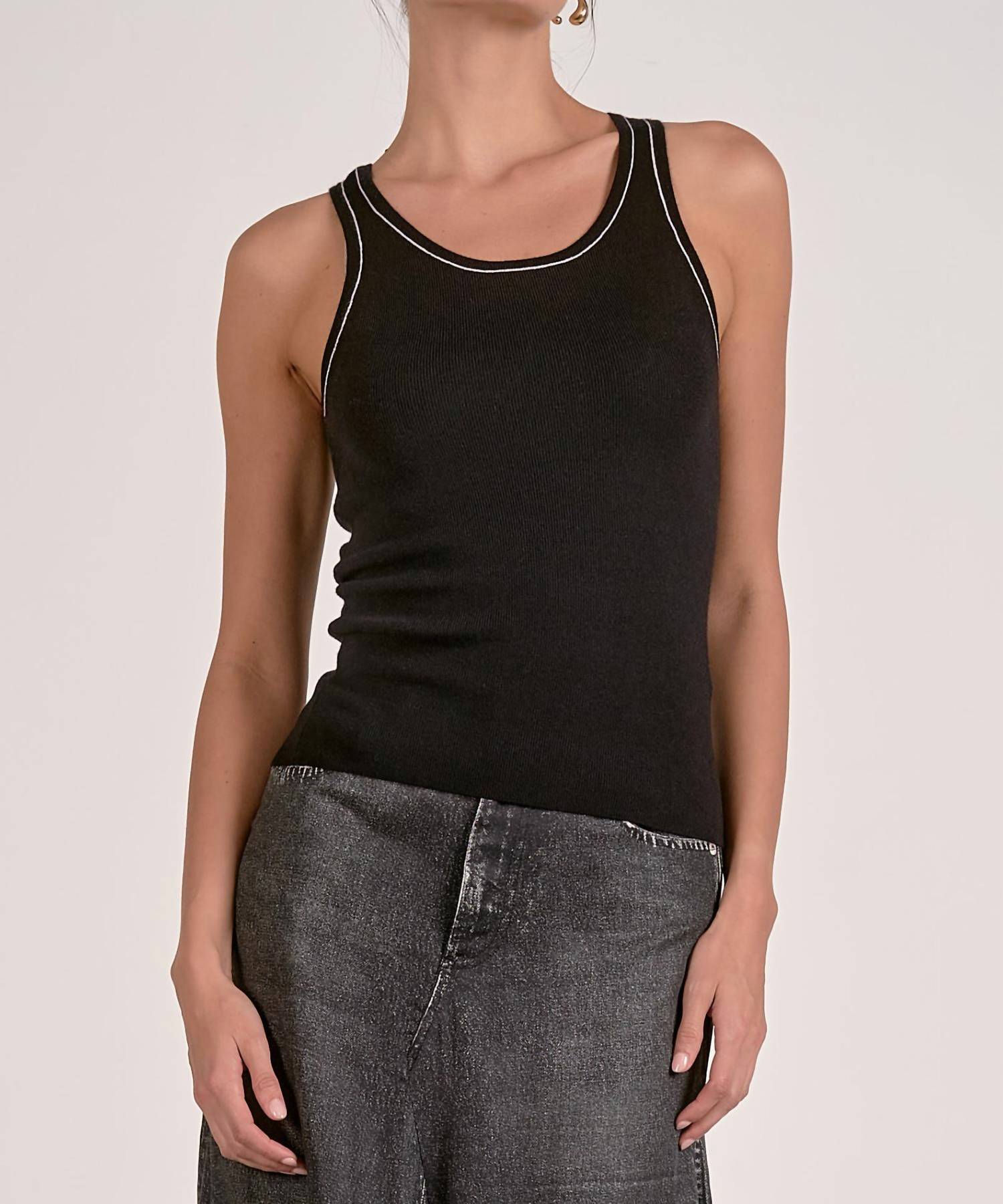 Elan - Women's Lara Contrast Knit Tank Top