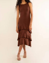 nlt Delphi Tiered Ruffle Dress in chocolate - women's dress