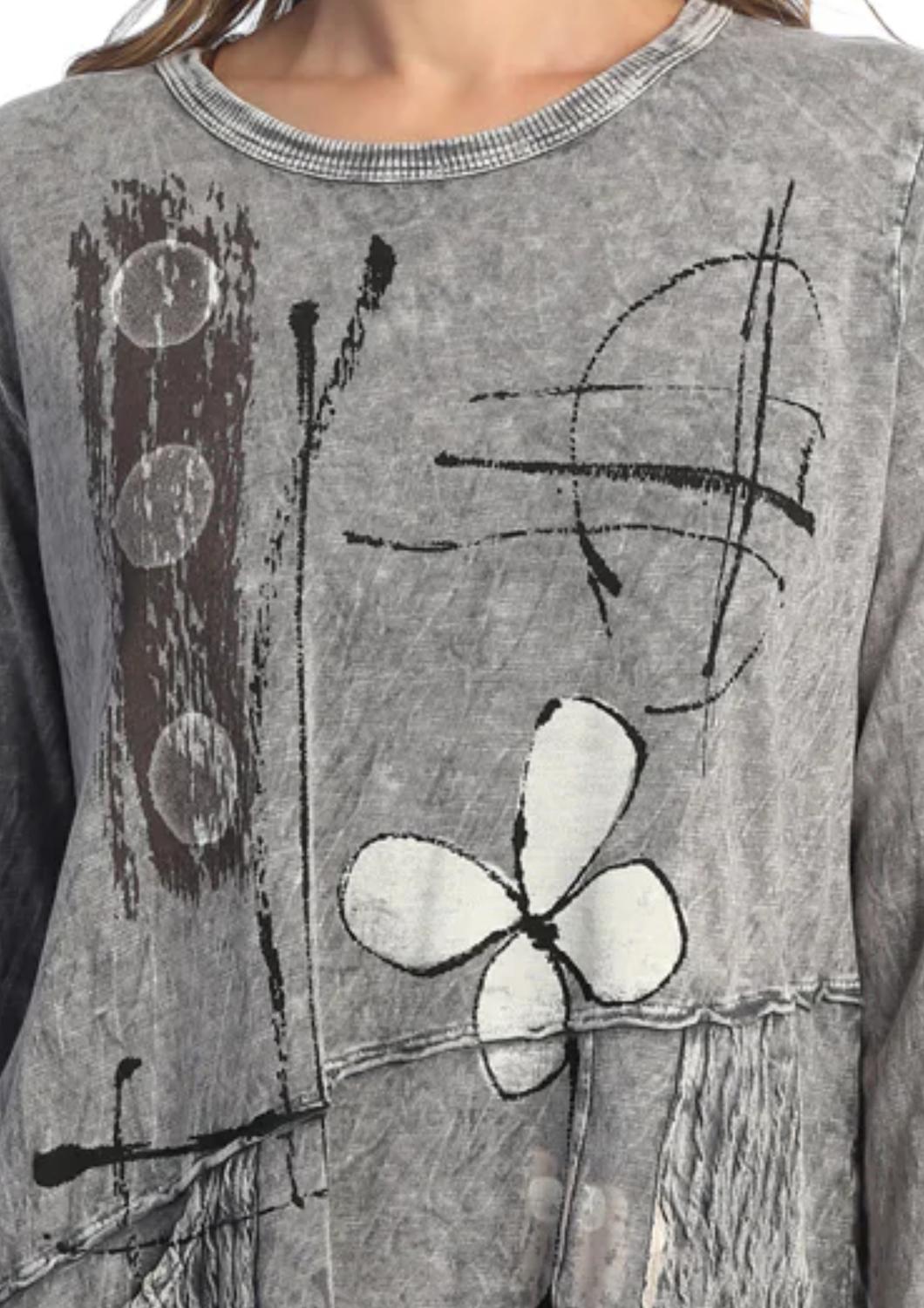 Jess & Jane - Petals Mineral Washed Cotton Wave Pocket Top