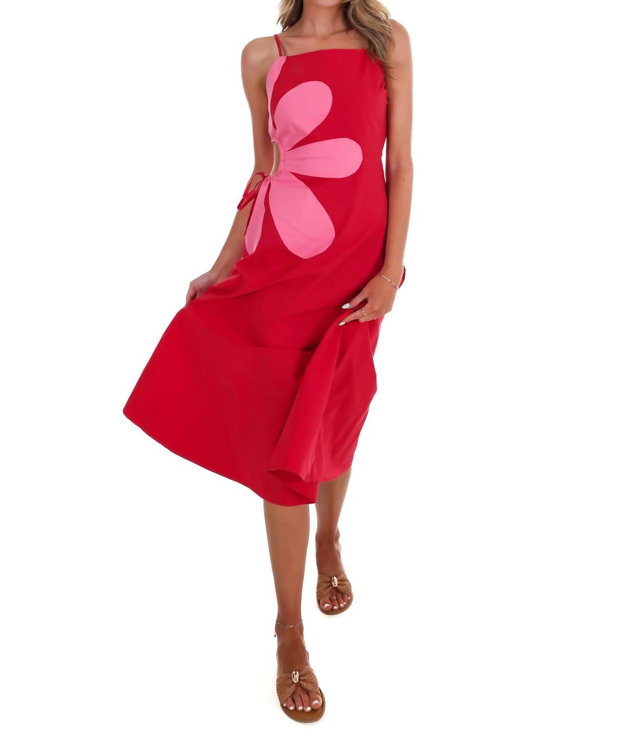Very J - Women's Wildflower Wishes Floral Cut Out Midi Dress