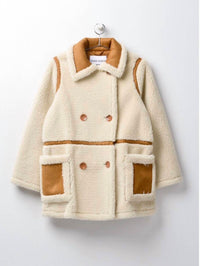 Ina Fashion - Faux Shearling Suede Double Breasted Jacket