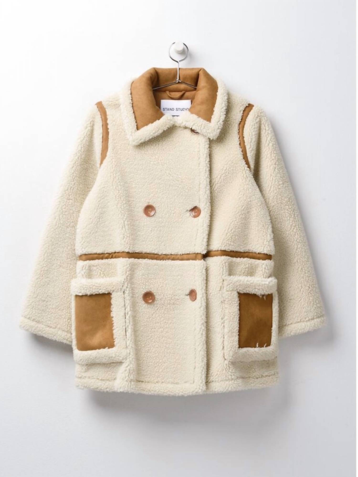 Ina Fashion - Faux Shearling Suede Double Breasted Jacket