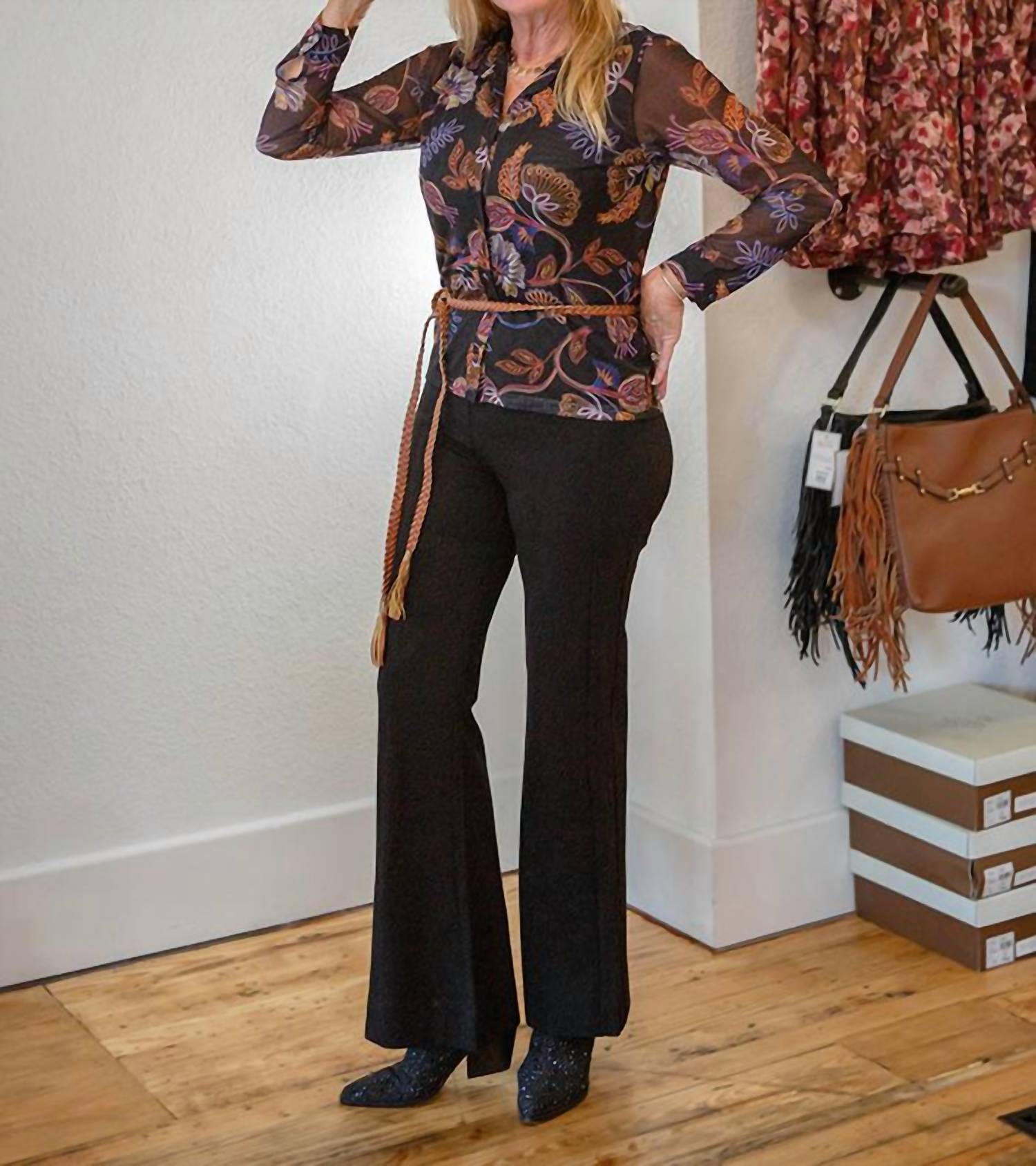 Johnny Was Women's Devin Button Down Shirt in ginnie - women's blouse - detail view
