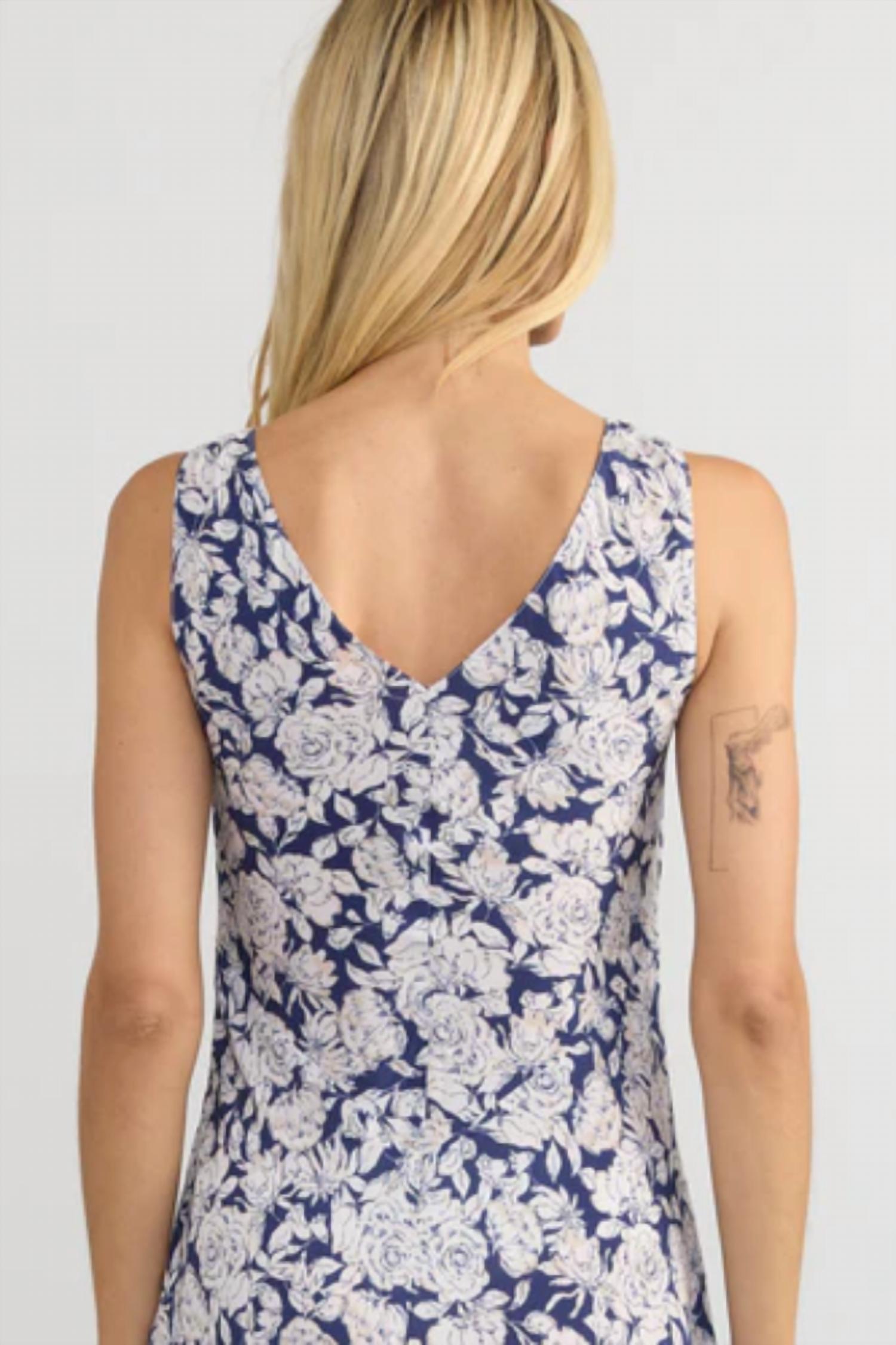Margaret O'Leary Darya Double V Neck Dress in rose garden - women's dress - alternate view