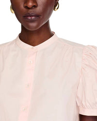 Frame - Gathered Short Sleeve Button Front Top