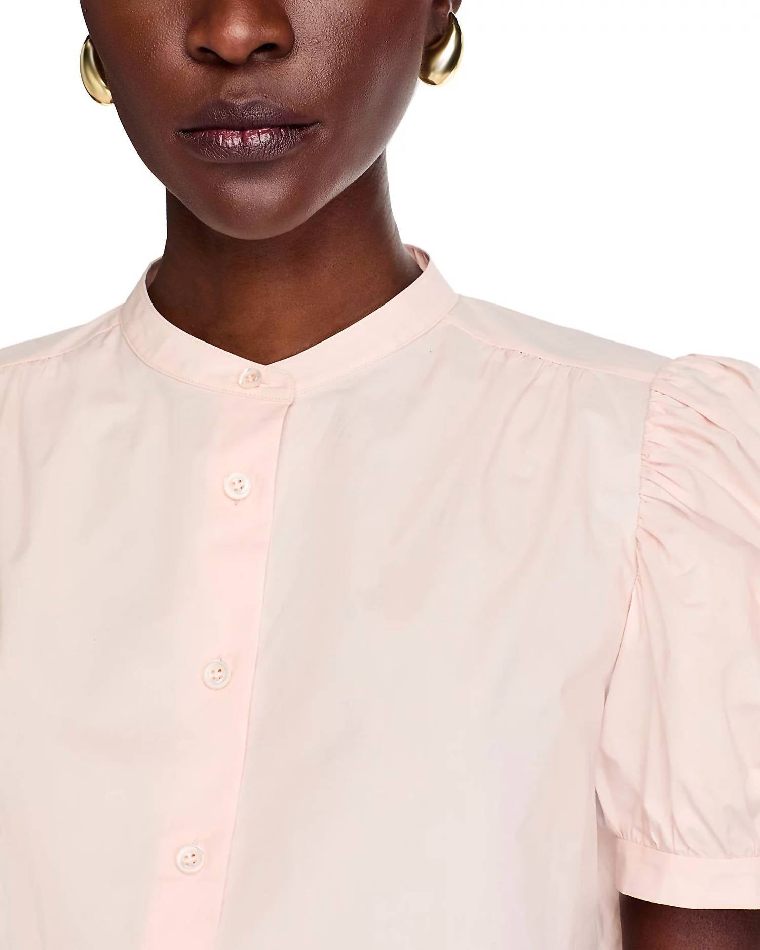 Frame - Gathered Short Sleeve Button Front Top