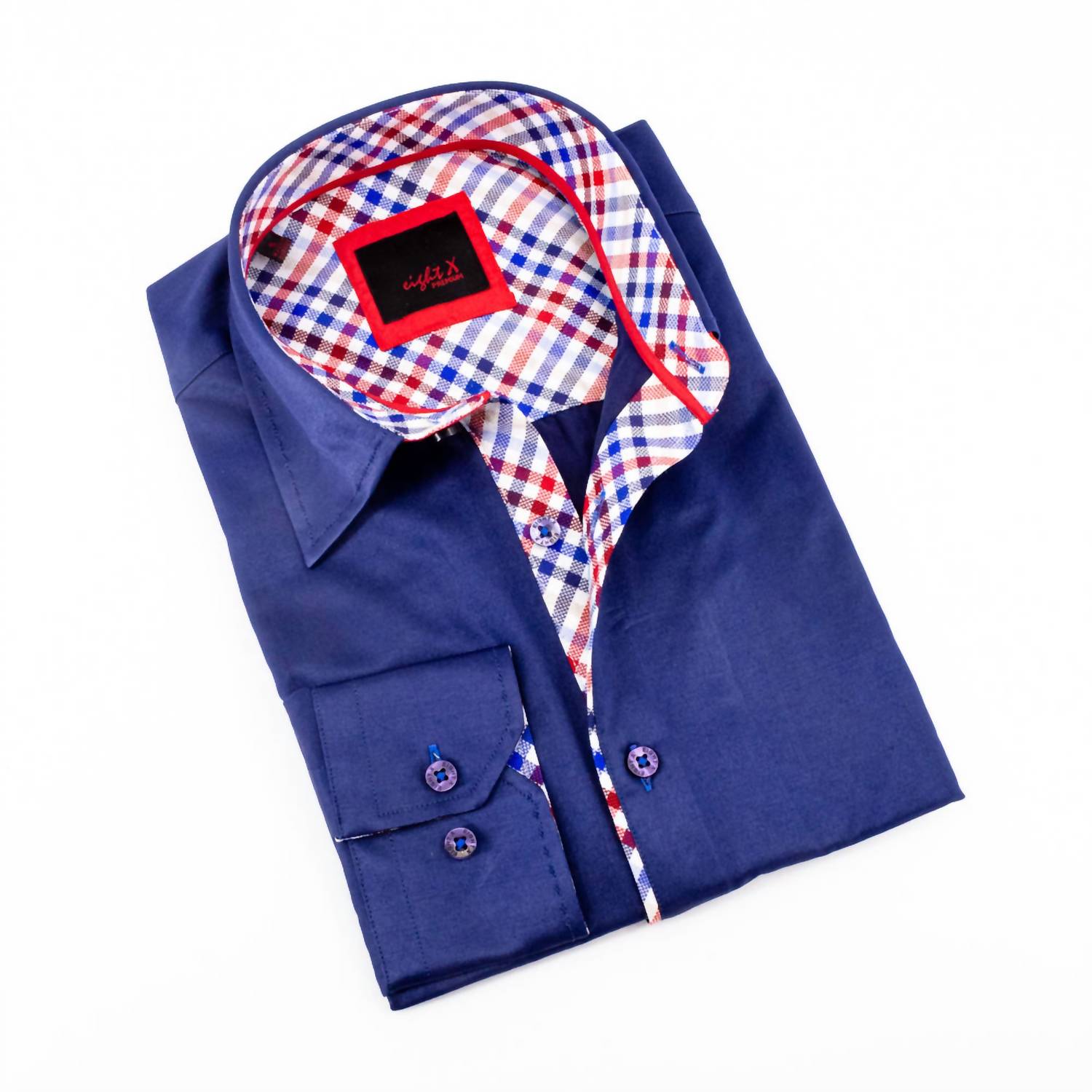 Eight X - Button Down Shirt With Plaid Trim