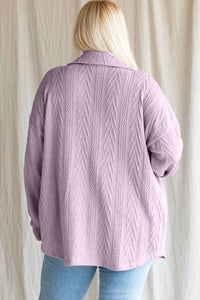 7th Ray Cable Knit Button Down Top in lilac - women's shirt - alternate view