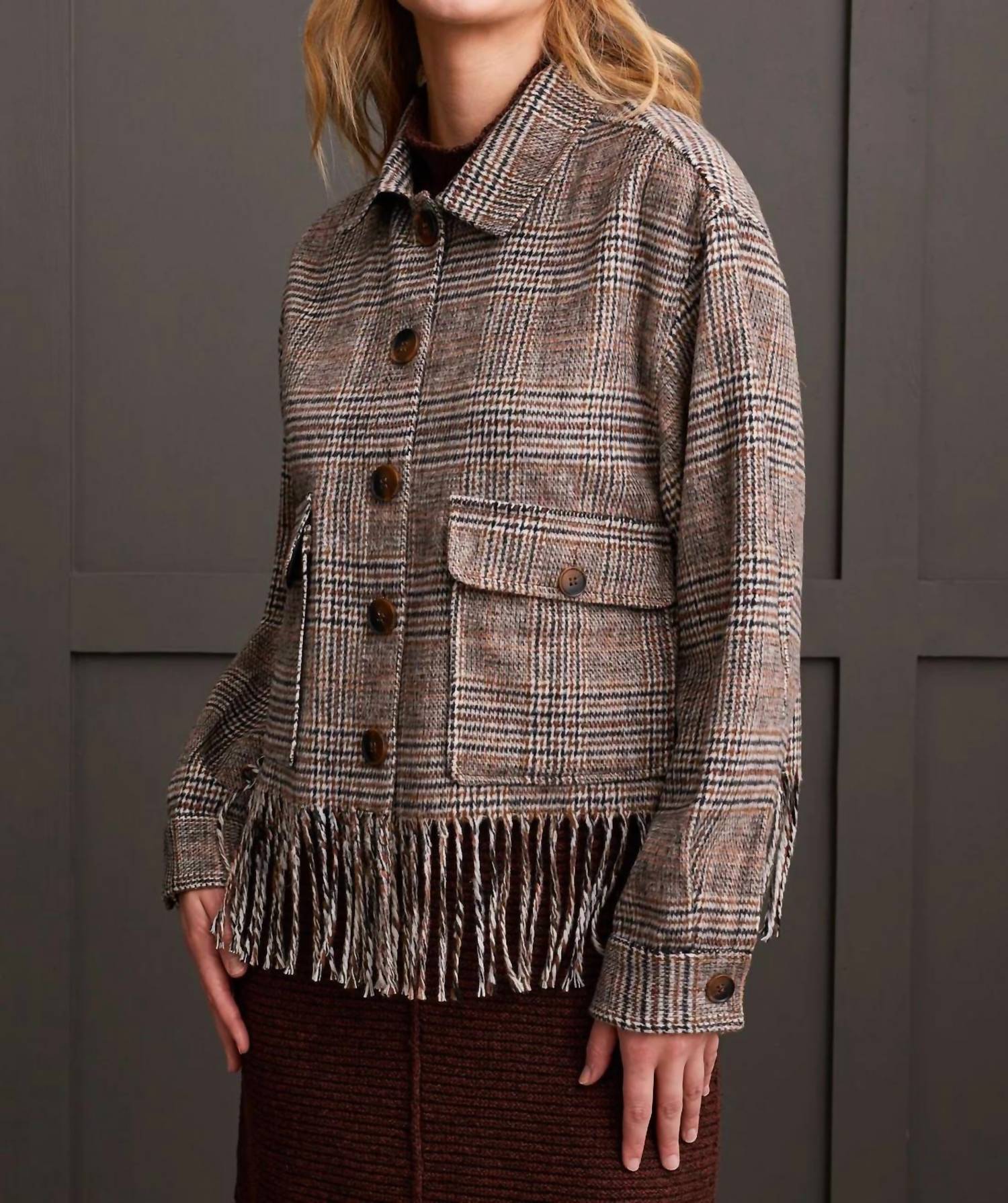 Tribal - Crop Shacket With Fringe