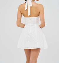Miss Circle - Johana Eyelet Halter Mini Dress