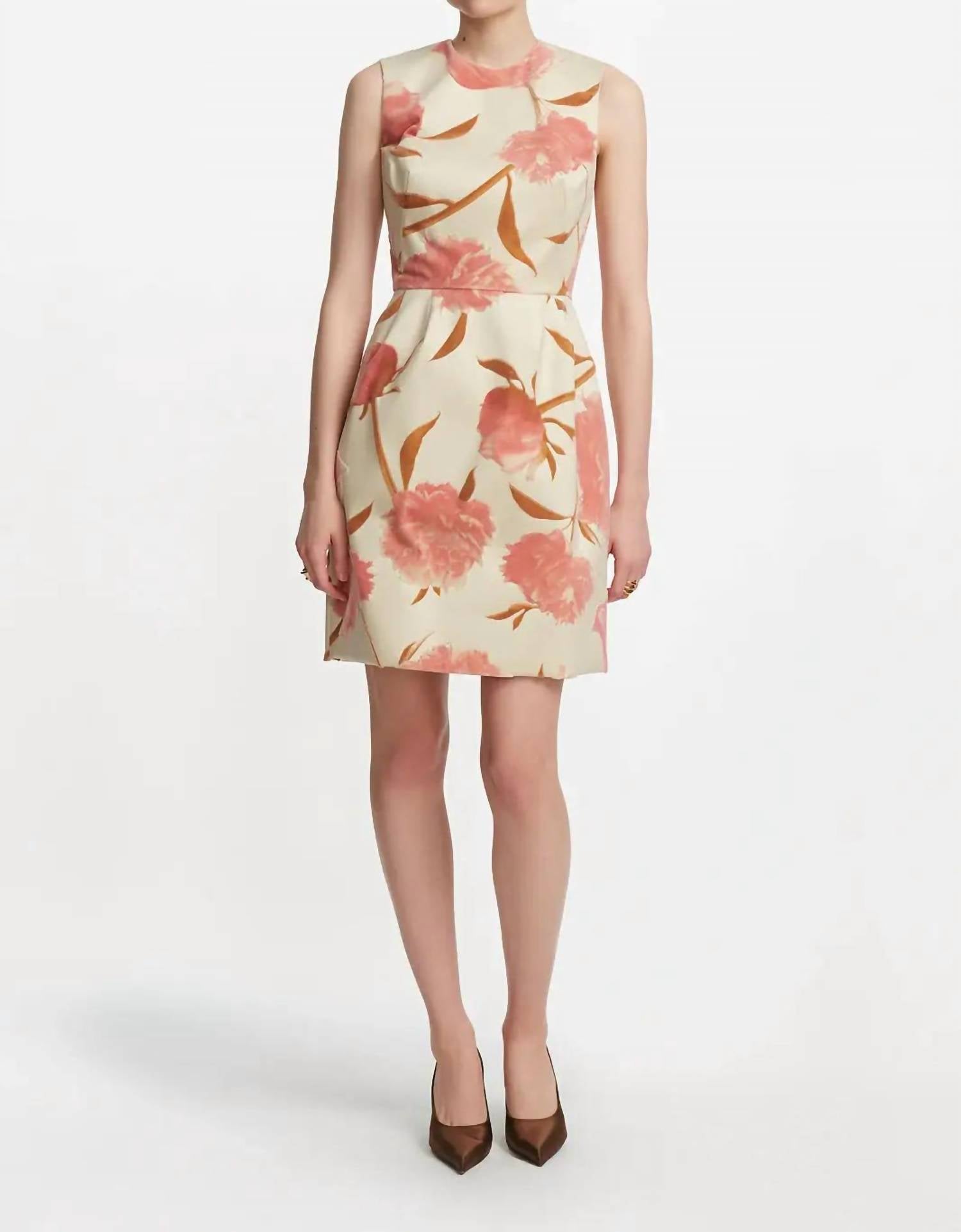 Lela Rose Floral Print Sleeveless Sheath Mini Dress in pink multi - women's dress