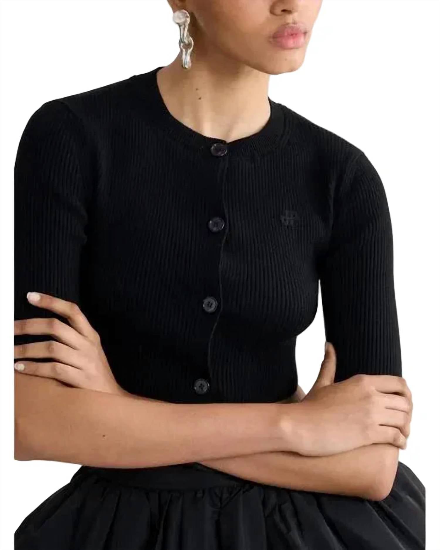 Patou - Cropped rib short sleeve cardigan