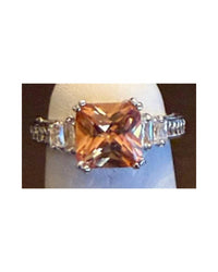 P & K Jewelry Women's Amber Stone Ring in silver - women's jewelry