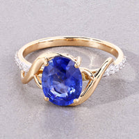 Diana M Jewels Women's Oval Natural Sapphire Fashion Ring (2.34 Ct) - Classic Plus in 18k yellow gold - women's jewelry - detail view