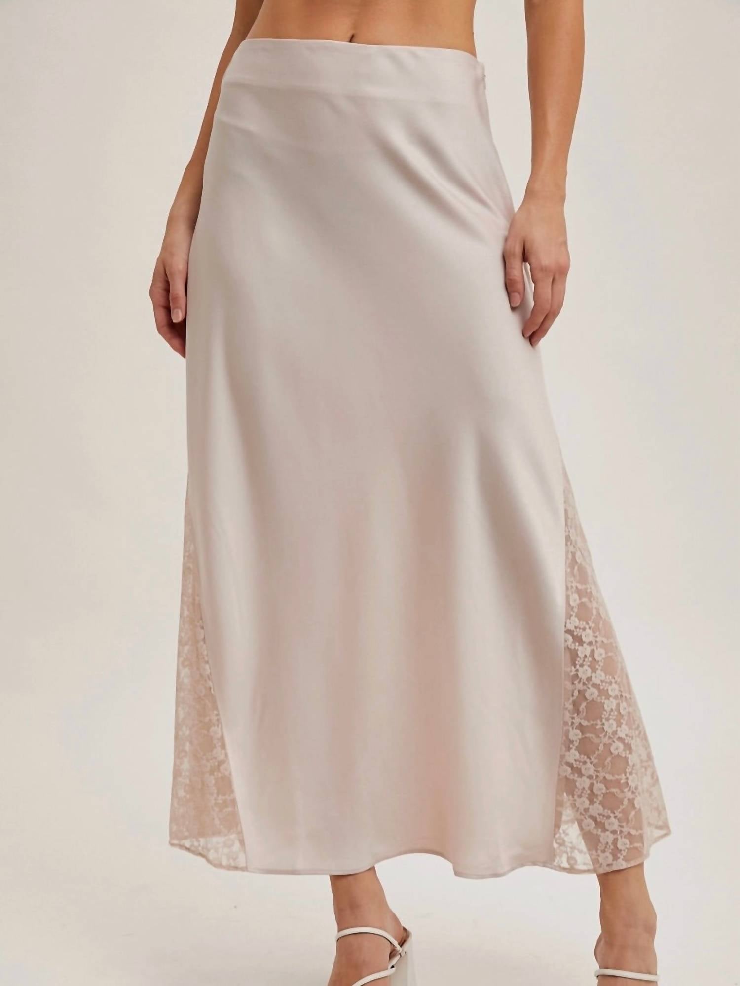 BluIvy Stella Lace Midi Skirt in pearl - women's skirt