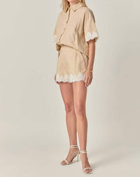 English Factory - Women's Midnight Lace Linen Shirt