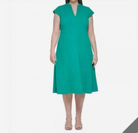 Calvin Klein - V-neck Short-sleeve A-line Dress - Plus