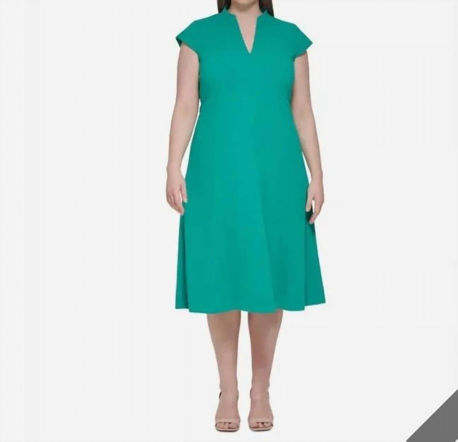 Calvin Klein - V-neck Short-sleeve A-line Dress - Plus