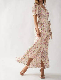 Urban Daizy - Floral Asymmetrical Wrap Maxi Dress