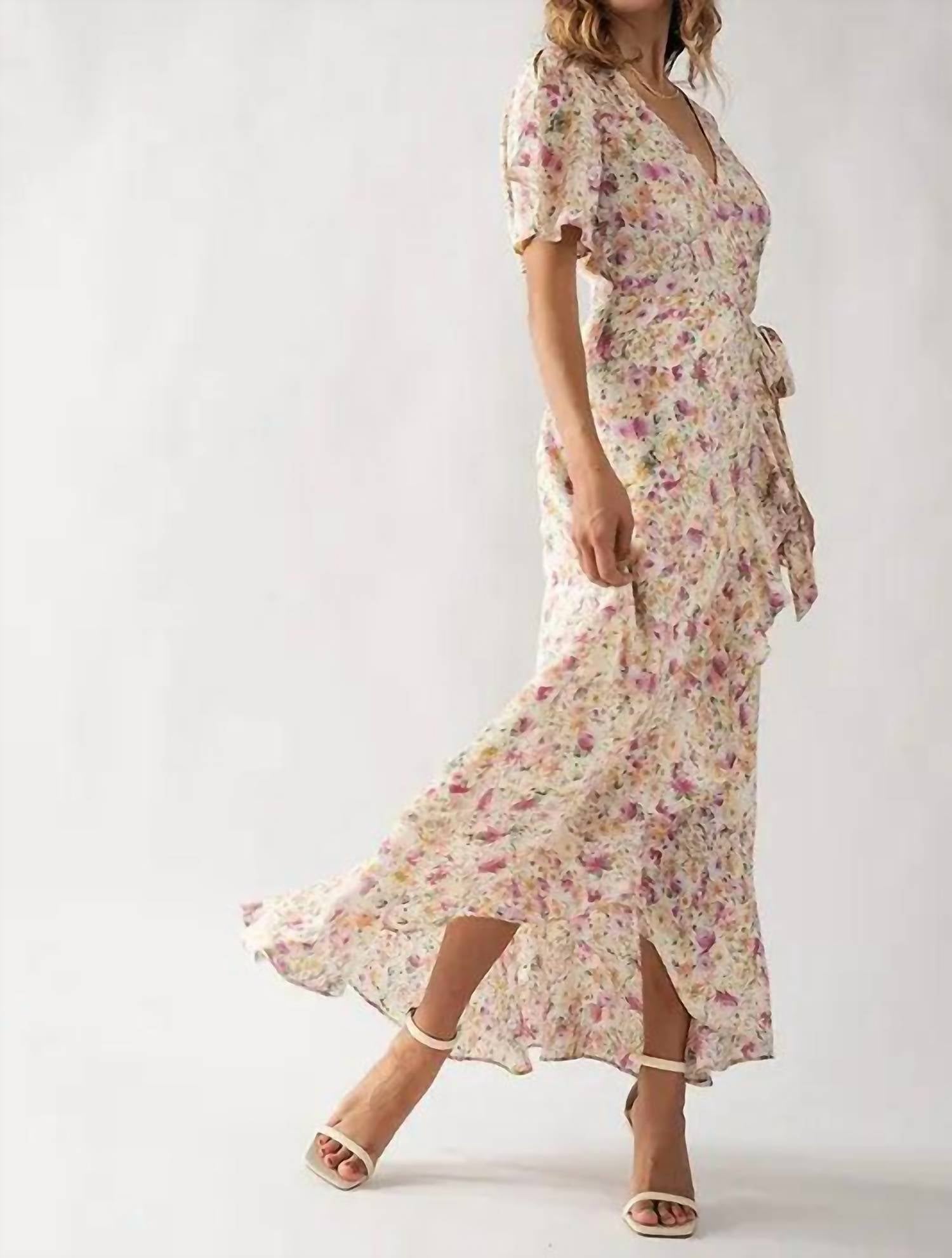 Urban Daizy - Floral Asymmetrical Wrap Maxi Dress