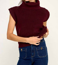 Miss Love - Women's Ribbed Sleeveless Turtleneck Sweater