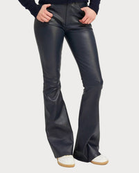 Sprwmn - 5 Pocket Micro Flare Leather Pants