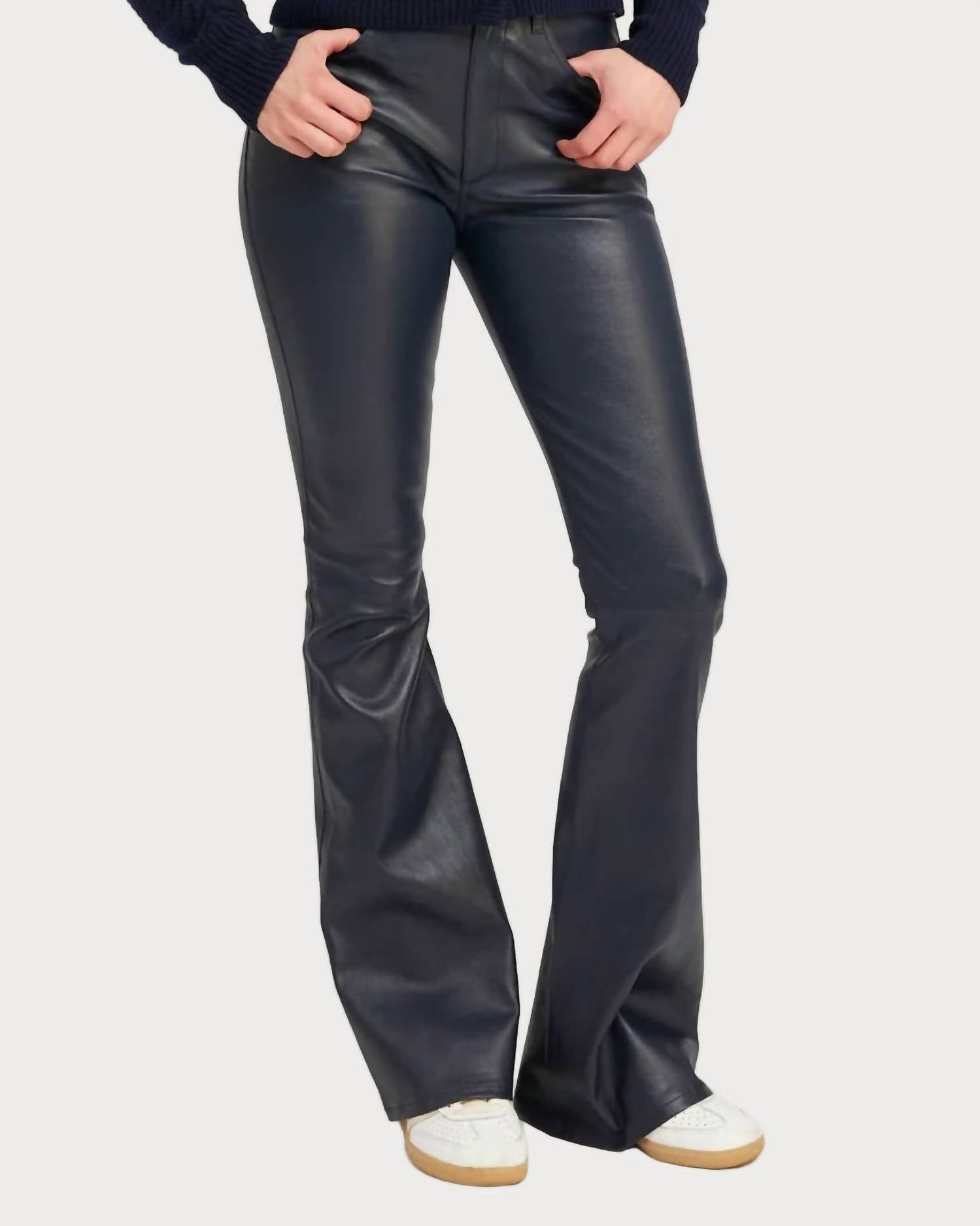 Sprwmn - 5 Pocket Micro Flare Leather Pants